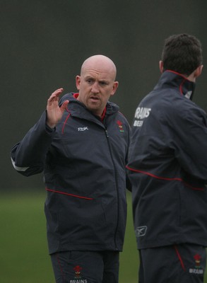 22.01.08 - Wales Rugby Training - Wales Defence Coach, Shaun Edwards puts players through their paces during training 