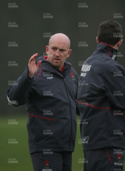 22.01.08 - Wales Rugby Training - Wales Defence Coach, Shaun Edwards puts players through their paces during training 
