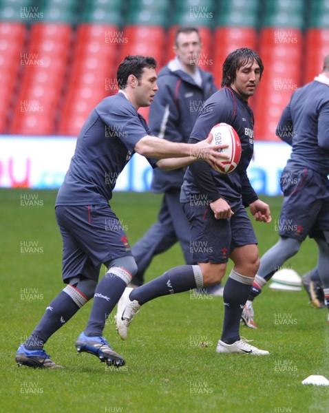 22.02.08 Wales Rugby Training... Wales Stephen Jones and Gavin Henson during training. 