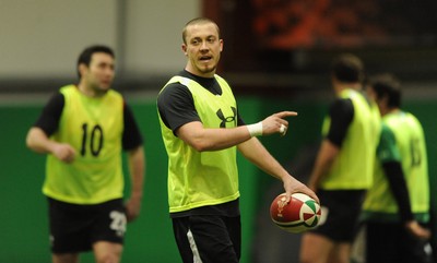 22.02.10 - Wales Rugby Training - Richie Rees during training. 
