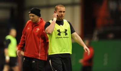 22.02.10 - Wales Rugby Training - Richie Rees during training. 