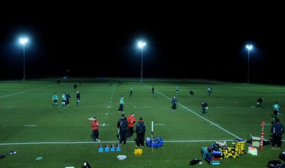 22.02.10 - Wales Rugby Training - Wales players train at night in preparation for their Friday night match with France. 