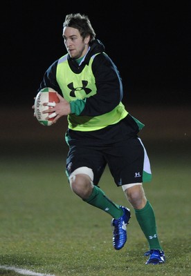 22.02.10 - Wales Rugby Training - Ryan Jones during a night training session in preparation for Wales Friday night match with France. 