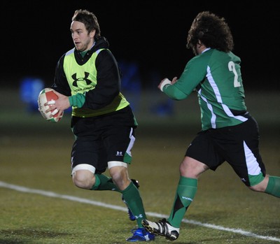 22.02.10 - Wales Rugby Training - Ryan Jones during a night training session in preparation for Wales Friday night match with France. 