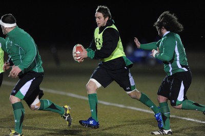 22.02.10 - Wales Rugby Training - Ryan Jones during a night training session in preparation for Wales Friday night match with France. 