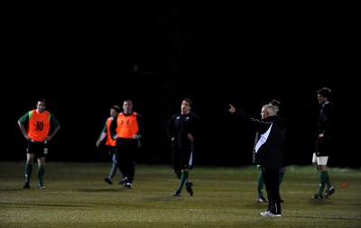 22.02.10 - Wales Rugby Training - Head coach Warren Gatland during a night training session in preparation for Wales Friday night match with France. 