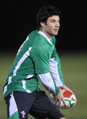 22.02.10 - Wales Rugby Training - Mike Phillips during a night training session in preparation for Wales Friday night match with France. 