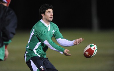22.02.10 - Wales Rugby Training - Mike Phillips during a night training session in preparation for Wales Friday night match with France. 