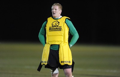22.02.10 - Wales Rugby Training - Bradley Davies during a night training session in preparation for Wales Friday night match with France. 
