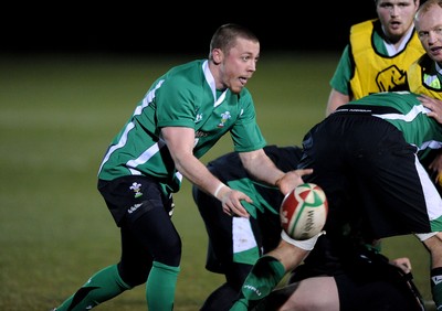 22.02.10 - Wales Rugby Training - Richie Rees during a night training session in preparation for Wales Friday night match with France. 