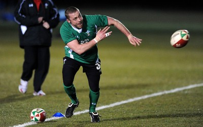22.02.10 - Wales Rugby Training - Richie Rees during a night training session in preparation for Wales Friday night match with France. 