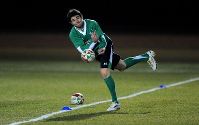 22.02.10 - Wales Rugby Training - Mike Phillips during a night training session in preparation for Wales Friday night match with France. 