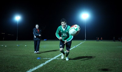 22.02.10 - Wales Rugby Training - Mike Phillips during a night training session in preparation for Wales Friday night match with France. 