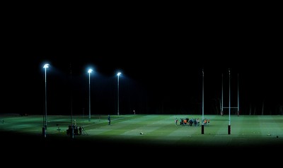 22.02.10 - Wales Rugby Training - Wales players train at night in preparation for their Friday night match with France . 