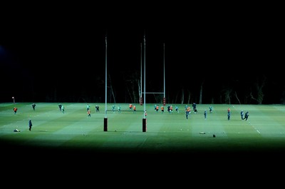 22.02.10 - Wales Rugby Training - Wales players train at night in preparation for their Friday night match with France . 