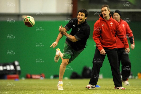22.02.10 - Wales Rugby Training - Mike Phillips in action during training. 