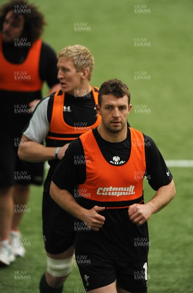 22.02.10 - Wales Rugby Training - Deiniol Jones(front) and Bradley Davies(back) during training. 