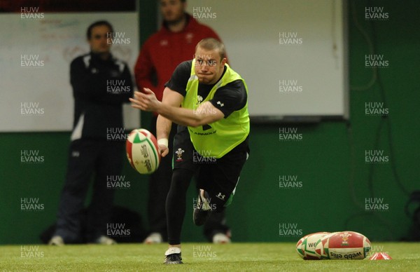 22.02.10 - Wales Rugby Training - Richie Rees during training. 