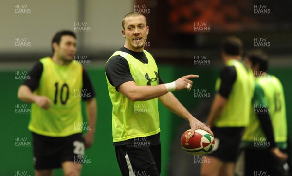 22.02.10 - Wales Rugby Training - Richie Rees during training. 