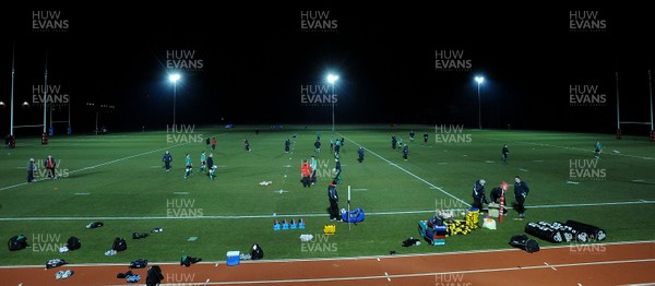22.02.10 - Wales Rugby Training - Wales players train at night in preparation for their Friday night match with France. 