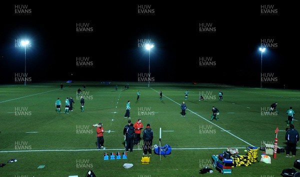 22.02.10 - Wales Rugby Training - Wales players train at night in preparation for their Friday night match with France. 