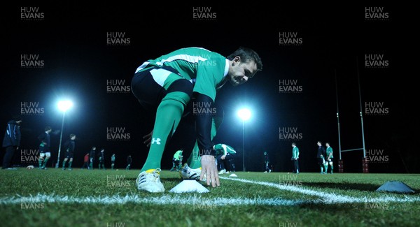 22.02.10 - Wales Rugby Training - Lee Byrne takes part in a night training session in preparation for his teams Friday night match with France. 