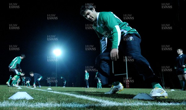 22.02.10 - Wales Rugby Training - Mike Phillips takes part in a night training session in preparation for his teams Friday night match with France. 