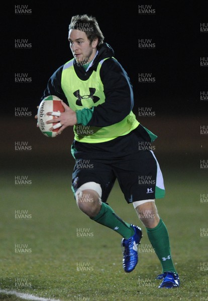 22.02.10 - Wales Rugby Training - Ryan Jones during a night training session in preparation for Wales Friday night match with France. 