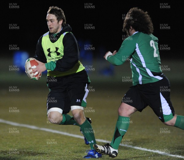 22.02.10 - Wales Rugby Training - Ryan Jones during a night training session in preparation for Wales Friday night match with France. 