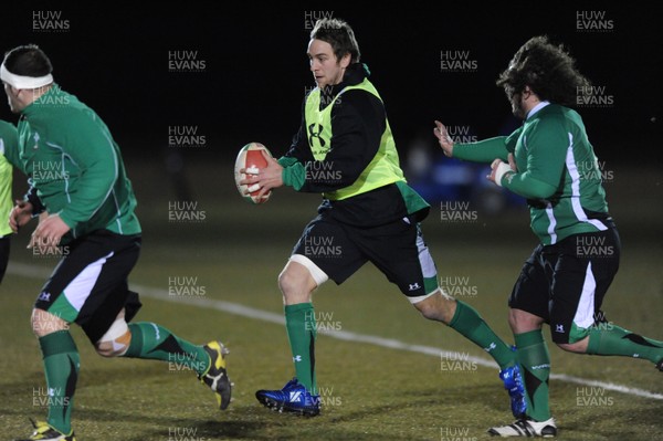 22.02.10 - Wales Rugby Training - Ryan Jones during a night training session in preparation for Wales Friday night match with France. 
