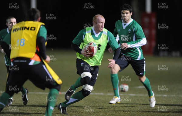 22.02.10 - Wales Rugby Training - Martyn Williams during a night training session in preparation for Wales Friday night match with France. 