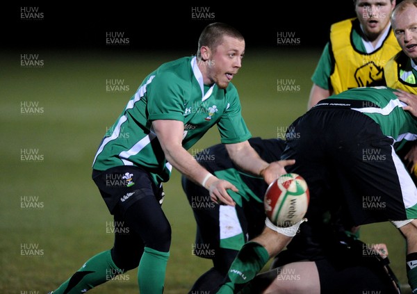22.02.10 - Wales Rugby Training - Richie Rees during a night training session in preparation for Wales Friday night match with France. 
