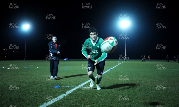 22.02.10 - Wales Rugby Training - Mike Phillips during a night training session in preparation for Wales Friday night match with France. 