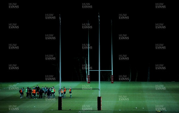 22.02.10 - Wales Rugby Training - Wales players train at night in preparation for their Friday night match with France . 