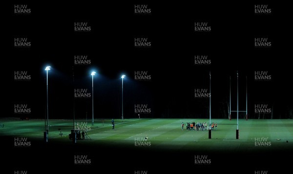 22.02.10 - Wales Rugby Training - Wales players train at night in preparation for their Friday night match with France . 