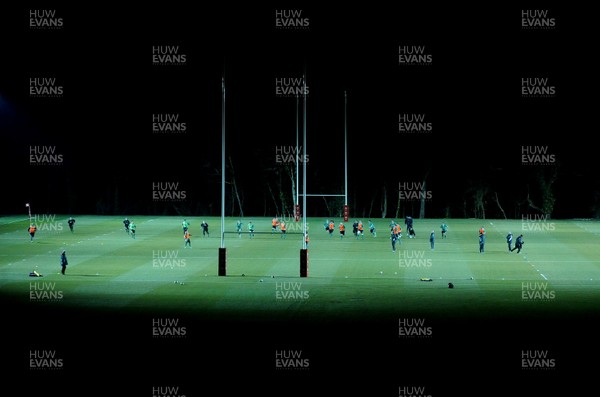 22.02.10 - Wales Rugby Training - Wales players train at night in preparation for their Friday night match with France . 