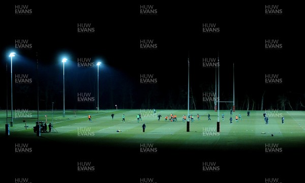 22.02.10 - Wales Rugby Training - Wales players train at night in preparation for their Friday night match with France . 