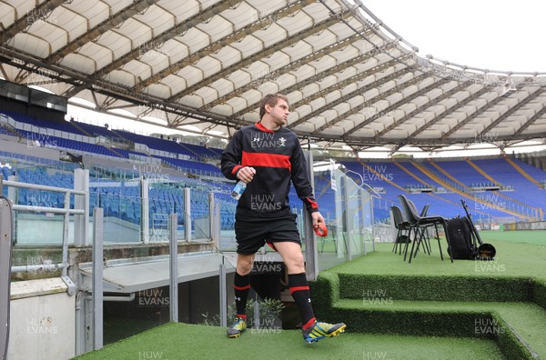 220213 - Wales Rugby Captains Run - Dan Biggar at the Stadio Olympico in Rome 