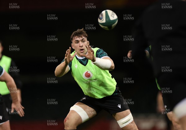 220224 - Wales Rugby Training in the Principality Stadium leading up to their 6 Nations game against Ireland - Taine Basham during training