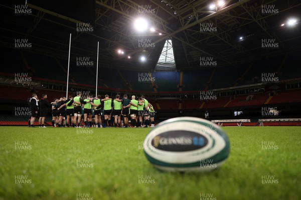220224 - Wales Rugby Training in the Principality Stadium leading up to their 6 Nations game against Ireland - Team huddle