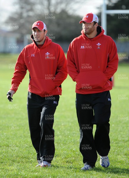 22.06.10 - Wales Rugby Training - Andrew Bishop and Jamie Roberts arrive at training. 