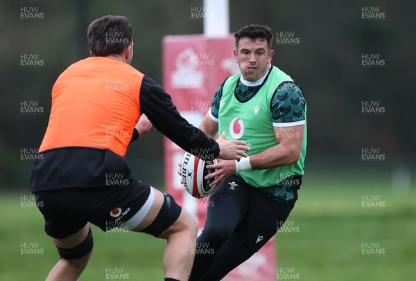 230124 - Wales Rugby Training in the first week of training for the 2024 Guinness 6 Nations - Owen Watkin during training