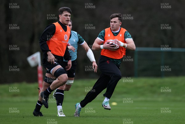 230124 - Wales Rugby Training in the first week of training for the 2024 Guinness 6 Nations - Mason Grady during training