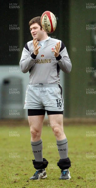 220206 - Wales Rugby Wales' captain Michael Owen takes part in a training session ahead of his side's clash against Ireland  