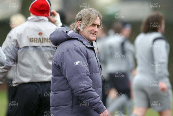 230206 - Wales Rugby Training - Scott Johnson smiles during training 