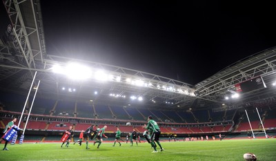 23.02.09 - Wales Rugby Training - Wales players during a late night training session at the Millennium Stadium. Wales are preparing to play France in Paris on Friday night. 