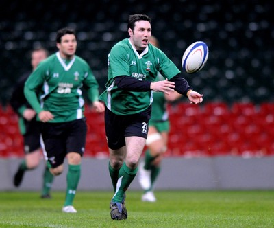 23.02.09 - Wales Rugby Training - Stephen Jones in action during a night training session. 