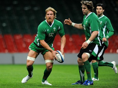 23.02.09 - Wales Rugby Training - Andy Powell in action during a night training session. 