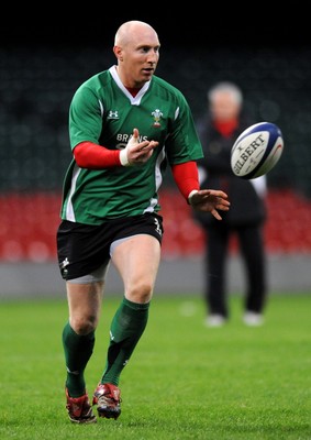 23.02.09 - Wales Rugby Training - Tom Shanklin in action during a night training session. 