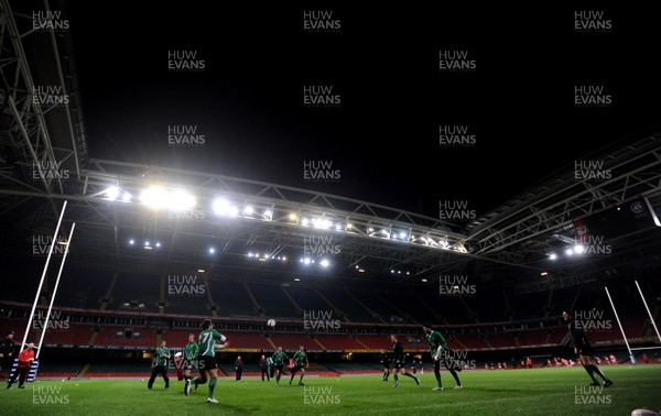 23.02.09 - Wales Rugby Training - Wales players during a late night training session at the Millennium Stadium. Wales are preparing to play France in Paris on Friday night. 